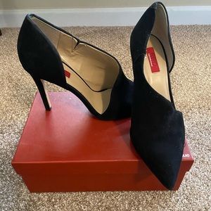 Red Saks Fifth Avenue black suede pump